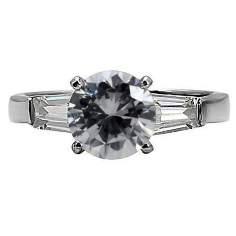 TK005 - High polished (no plating) Stainless Steel Ring with AAA Grade CZ  in Clear