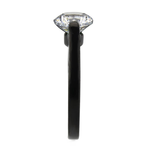 TK3737 IP Black Stainless Steel Ring with AAA Grade CZ in Clear