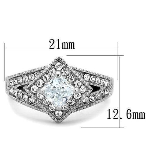 TK1760 - High polished (no plating) Stainless Steel Ring with AAA Grade CZ  in Clear