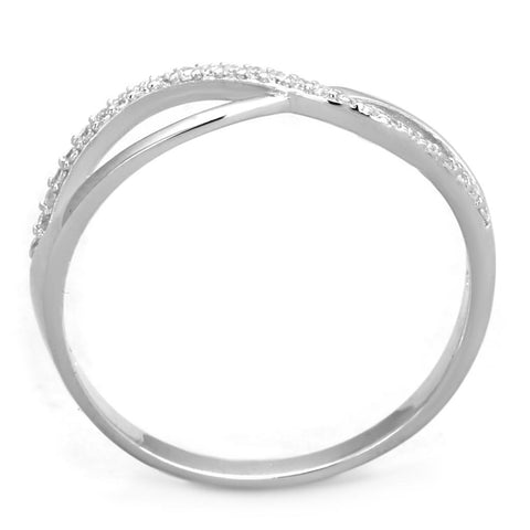 TS355 - Rhodium 925 Sterling Silver Ring with AAA Grade CZ  in Clear