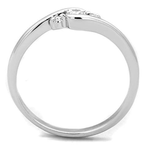 3W822 - Rhodium Brass Ring with AAA Grade CZ  in Clear