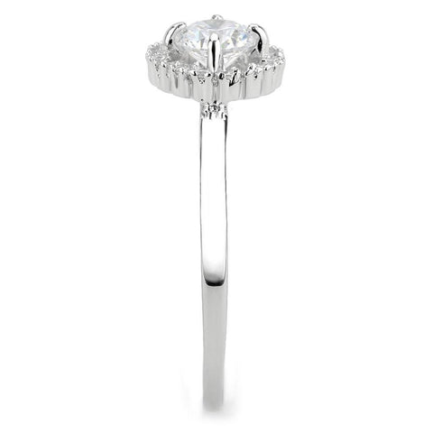 3W1570 - Rhodium Brass Ring with AAA Grade CZ  in Clear