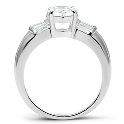 SS028 - Silver 925 Sterling Silver Ring with AAA Grade CZ  in Clear