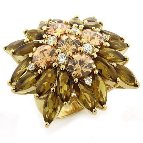 LOAS1121 - Gold 925 Sterling Silver Ring with AAA Grade CZ  in Multi Color