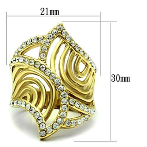 GL296 - IP Gold(Ion Plating) Brass Ring with Top Grade Crystal  in Clear