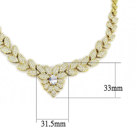3W1425 - Gold Brass Jewelry Sets with AAA Grade CZ  in Clear