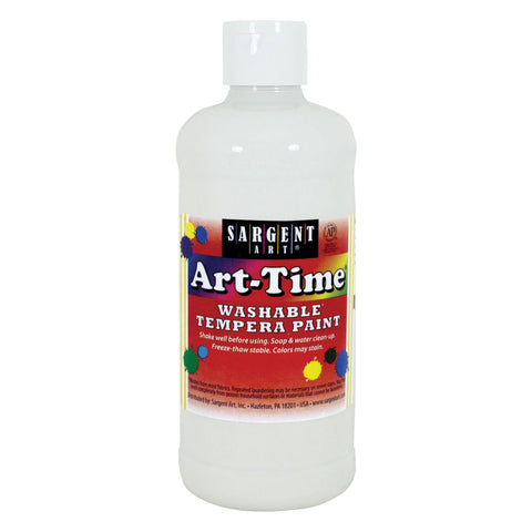 Art-Time® Washable Tempera Paint, White, 16 oz.