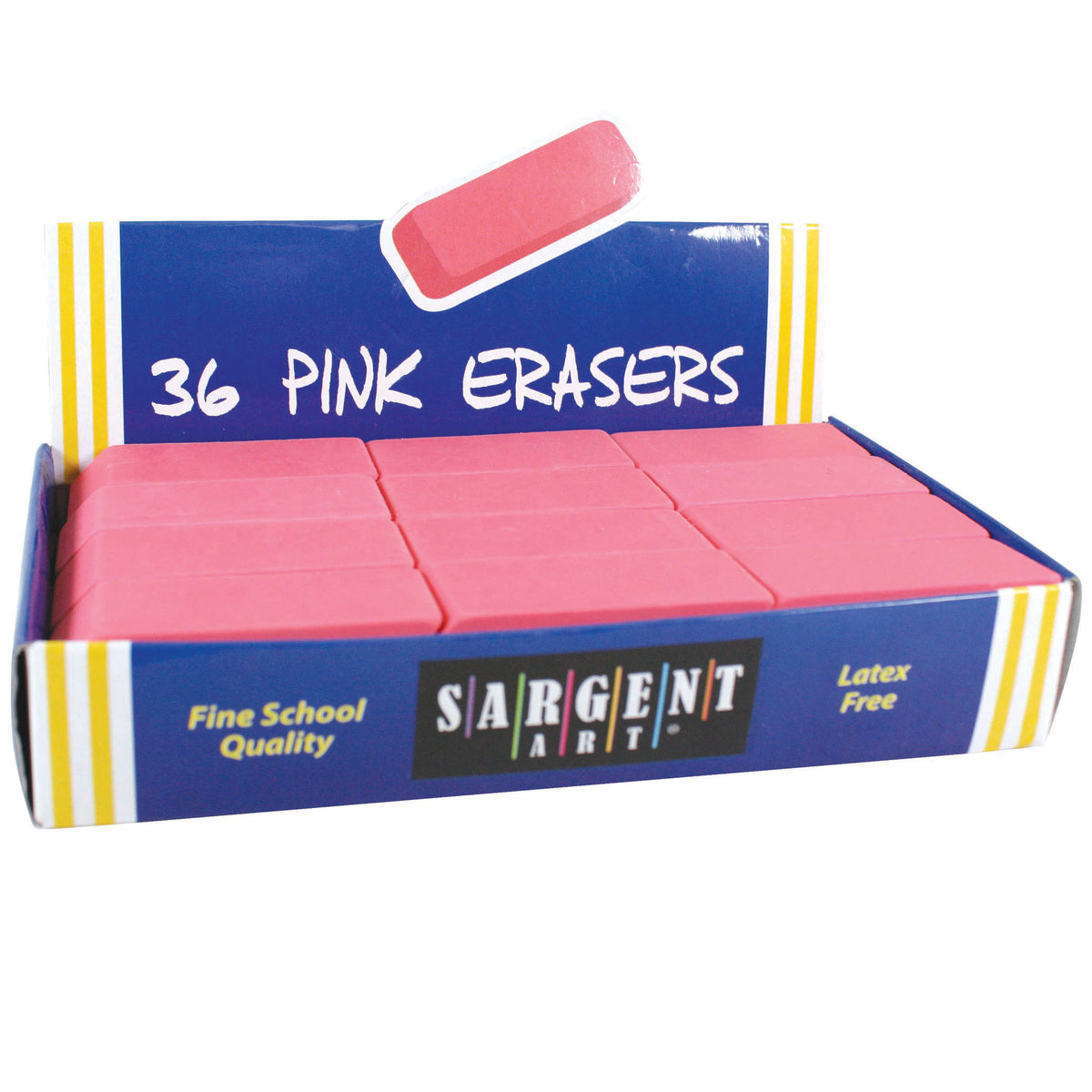 Large Pink Erasers, 36 Per Pack