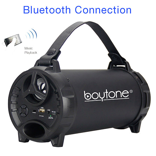 Boytone BT-40BK Portable Bluetooth Indoor/Outdoor Speaker 2.1 Hi-Fi Cylinder Loud Speaker with Built-in 2x3 Sub