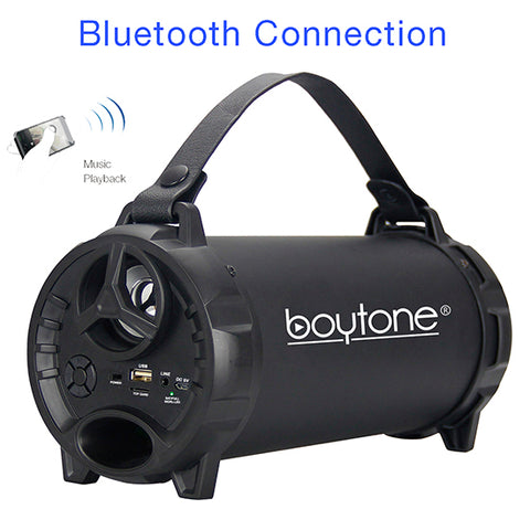 Boytone BT-40BK Portable Bluetooth Indoor/Outdoor Speaker 2.1 Hi-Fi Cylinder Loud Speaker with Built-in 2x3 Sub