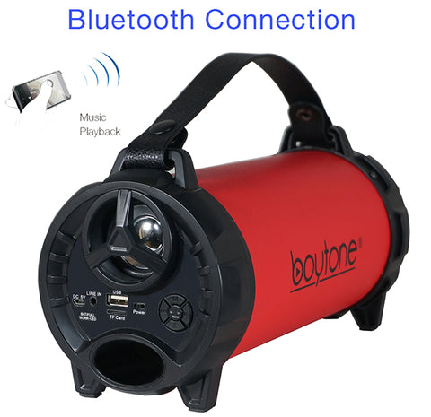 Boytone BT-40RD Portable Bluetooth Indoor/Outdoor Speaker 2.1 Hi-Fi Cylinder Loud Speaker with Built-in 2x3 Sub