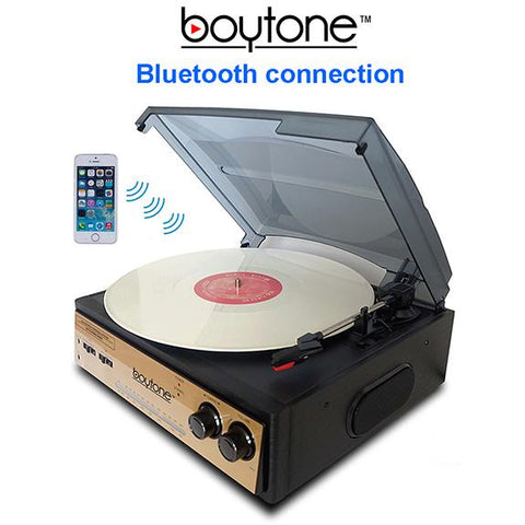 Boytone BT-13G with Bluetooth Connection 3-Speed Stereo Turntable Belt Drive Refurbished