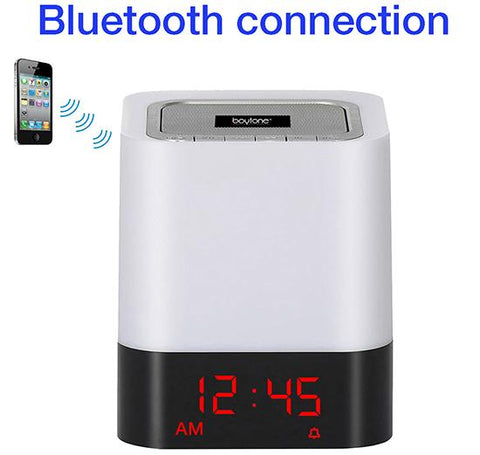 Boytone BT-83CR Portable FM Radio Alarm Clock Wireless Bluetooth 4.1 Speaker, 3-Way