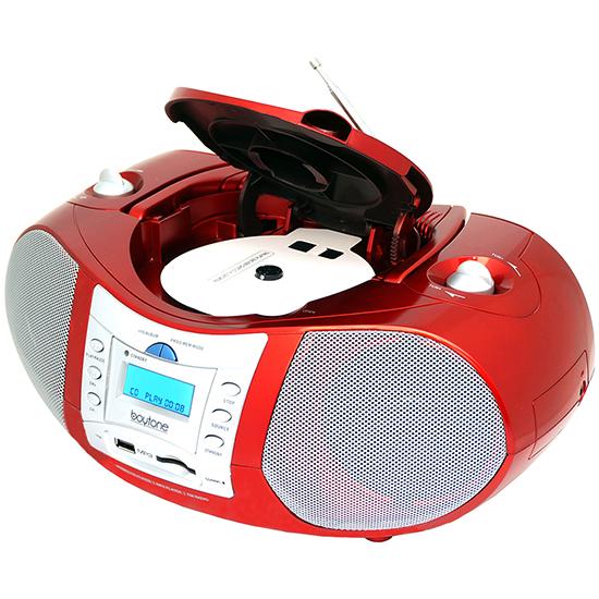 Boytone BT-6R CD Boombox Red Metallic color Edition Portable Music System with CD Pl Refurbished