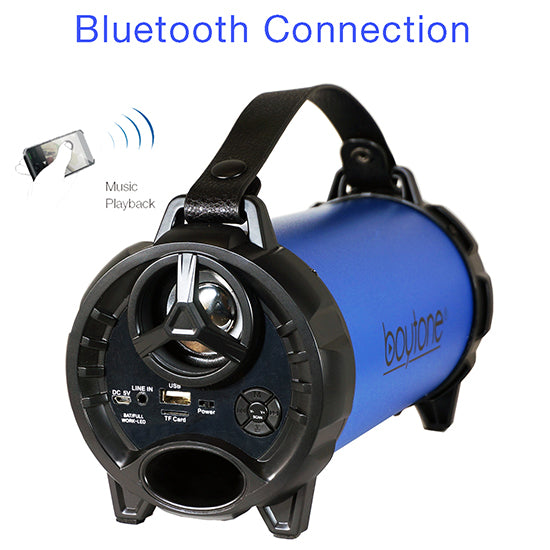 Boytone BT-40BL Portable Bluetooth Indoor/Outdoor Speaker 2.1 Hi-Fi Cylinder Loud Speaker with Built-in 2x3 Sub