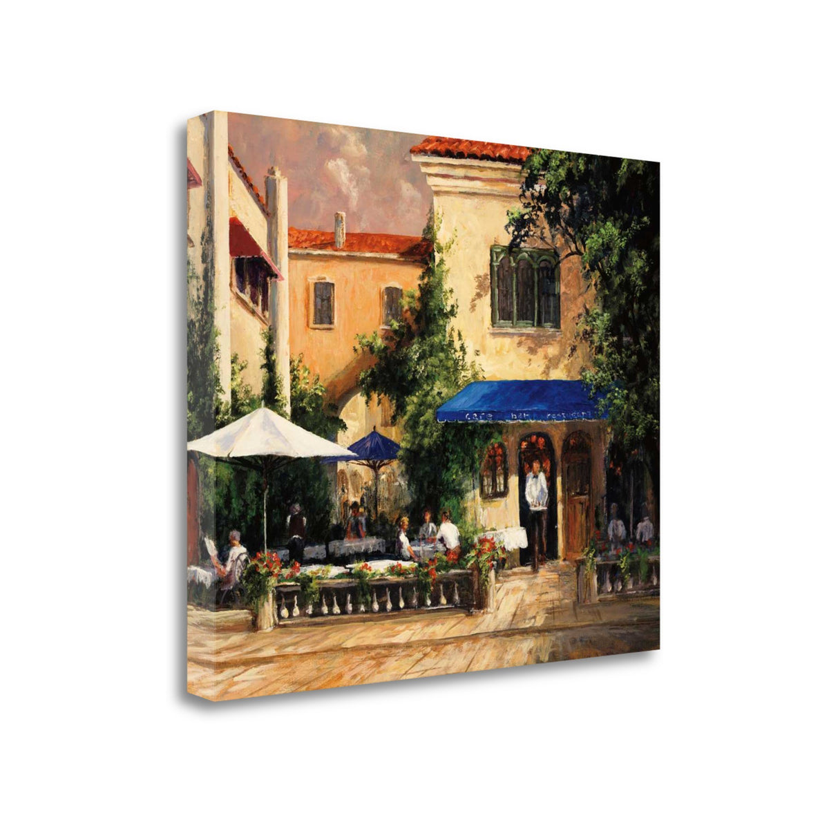 41" European Summer Inspired Vintage Courtyard Gallery Wrap Canvas Wall Art