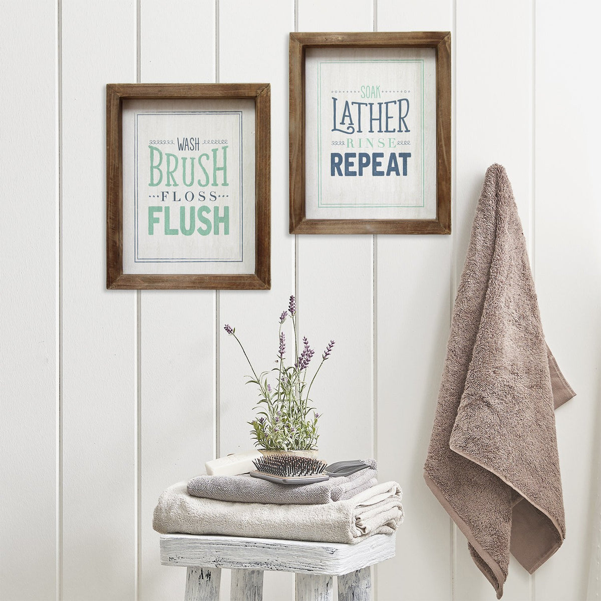 Rustic Soap Lather Rinse Repeat Framed Wall Art