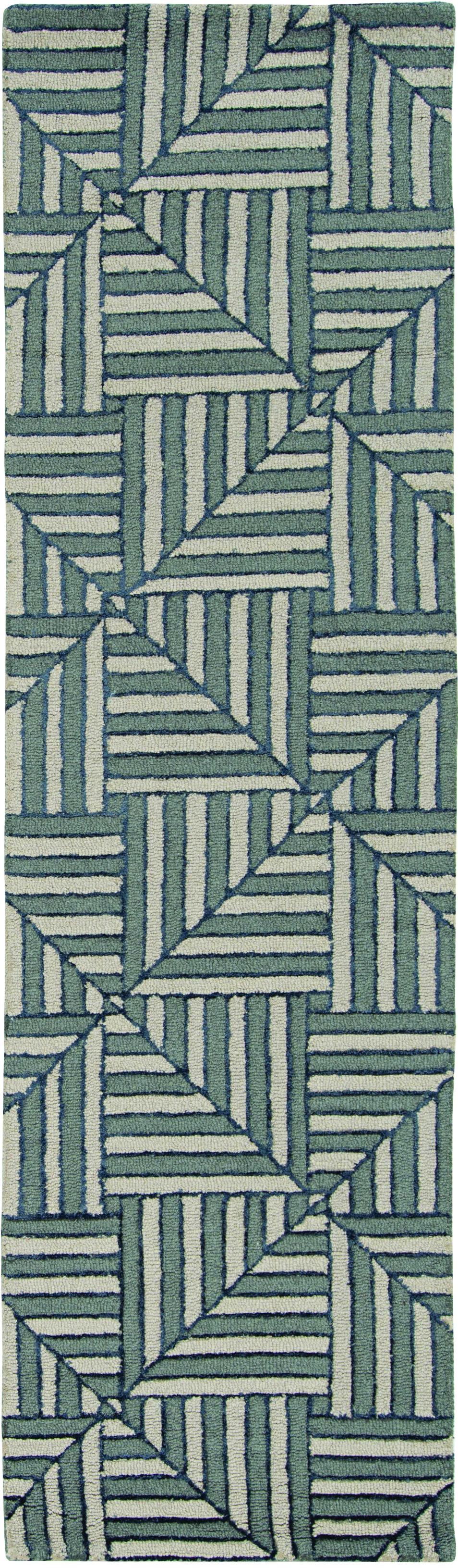 8'x10' Navy Charcoal Hand Tufted Geometric Diamond Pattern Indoor Area Rug