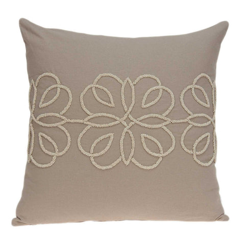 20" x 7" x 20" Cool Transitional Tan Cotton Accent Pillow Cover With Down Insert