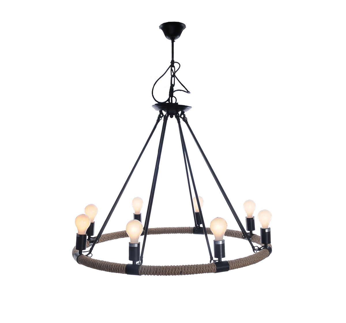 32" x 37" x 32" 8 Bulbs Rope Pendant Lamp