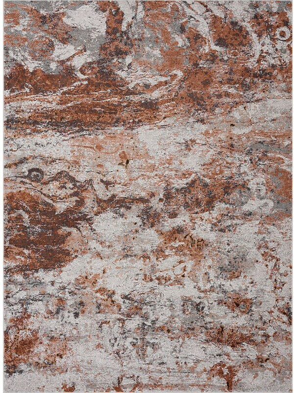 8’ x 10’ Brown and White Abstract Earth Area Rug