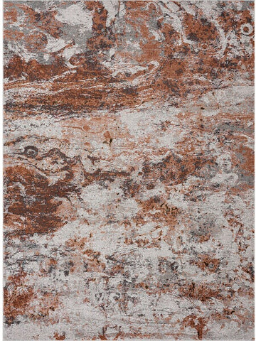 8’ x 10’ Brown and White Abstract Earth Area Rug