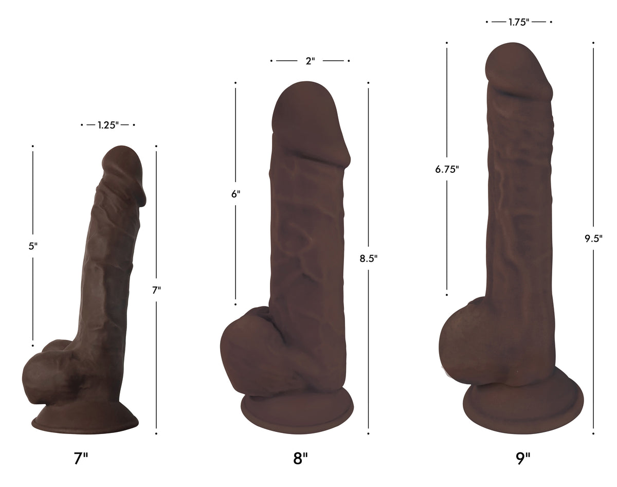 Fleshstixxx 8 inches Silicone Dildo with Balls Brown