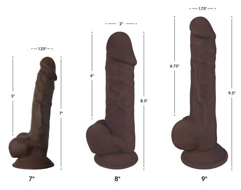 Fleshstixxx 8 inches Silicone Dildo with Balls Brown