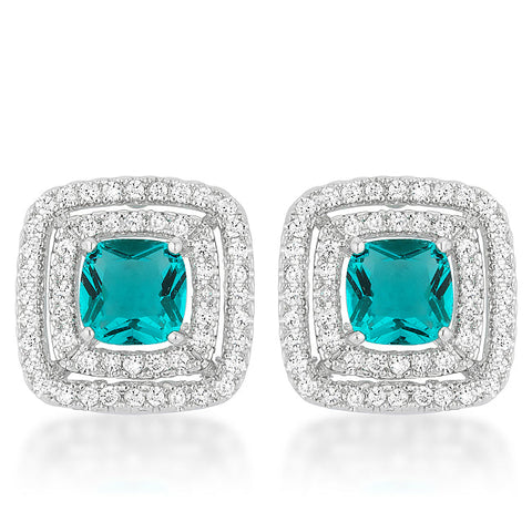 Aqua Halo Stud Earrings