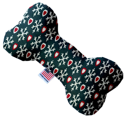 Snowflakes And Hearts 10 Inch Stuffing Free Bone Dog Toy