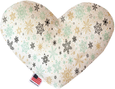 Vintage Snowflakes 8 Inch Stuffing Free Heart Dog Toy