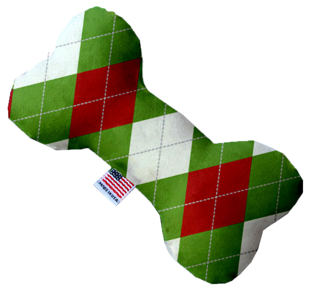 Christmas Argyle 8 Inch Stuffing Free Bone Dog Toy
