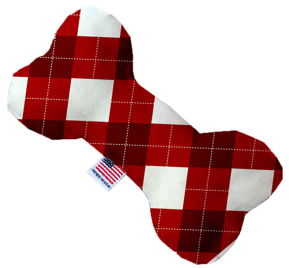 Candy Cane Argyle 10 Inch Stuffing Free Bone Dog Toy
