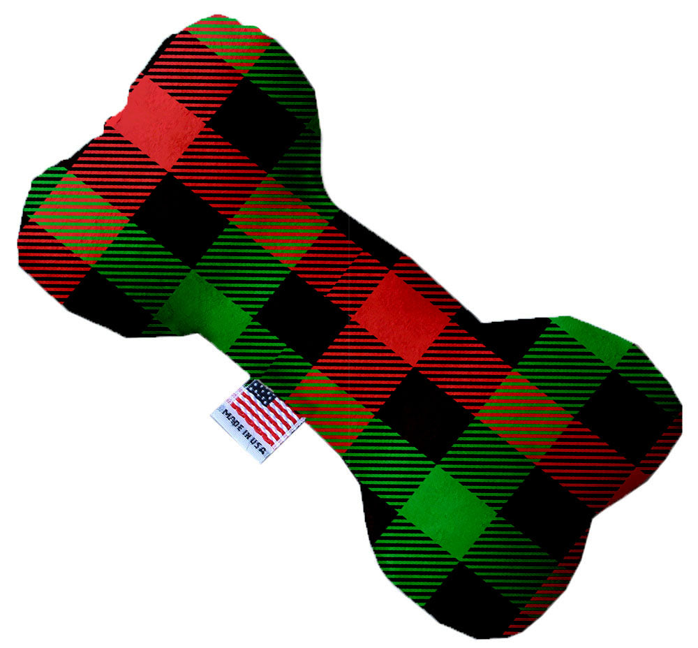 Christmas Plaid 8 Inch Stuffing Free Bone Dog Toy