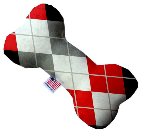 Red And Grey Argyle 6 Inch Stuffing Free Bone Dog Toy