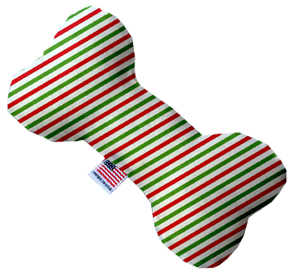 Christmas Pinstripes 6 Inch Stuffing Free Bone Dog Toy