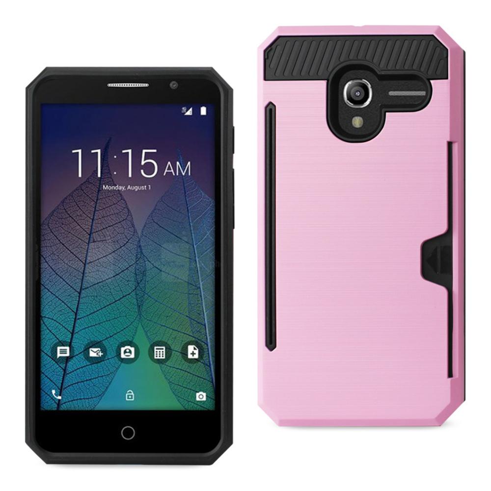 Reiko Alcatel Tru Slim Armor Hybrid Case With Card Holder In Pink