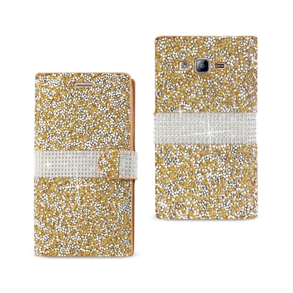 Reiko Samsung Galaxy On5/ J5 Diamond Rhinestone Wallet Case In Gold