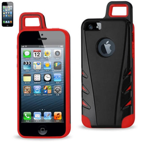 Reiko Iphone 5/5s/se Dropproof Workout Hybrid Case With Hook In Black Red