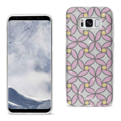 Reiko Samsung Galaxy S8 Edge/ S8 Plus Shine Glitter Shimmer Flower Hybrid Case In Flower Pink