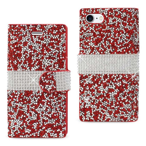 Reiko Iphone 8/ 7 Diamond Rhinestone Wallet Case In Red
