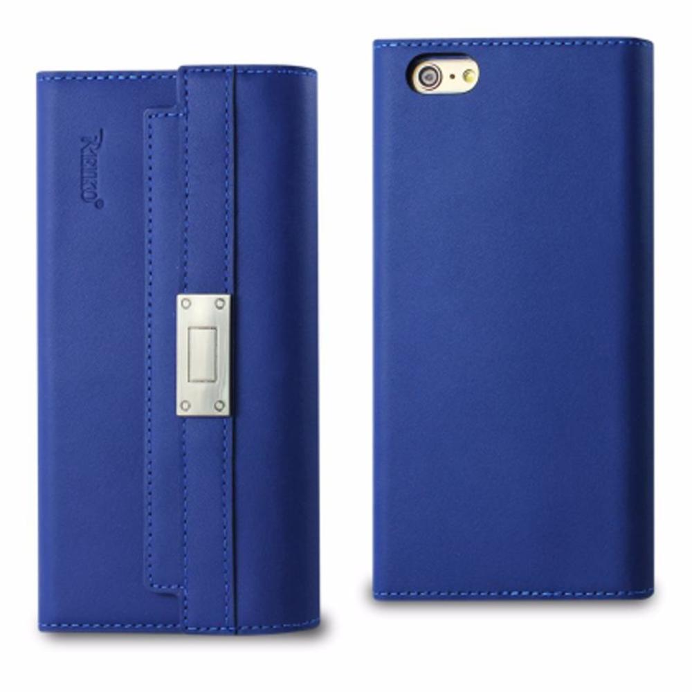 Reiko Iphone 6s Plus Genuine Leather Rfid Wallet Case And Metal Buckle Belt In Ultramarine