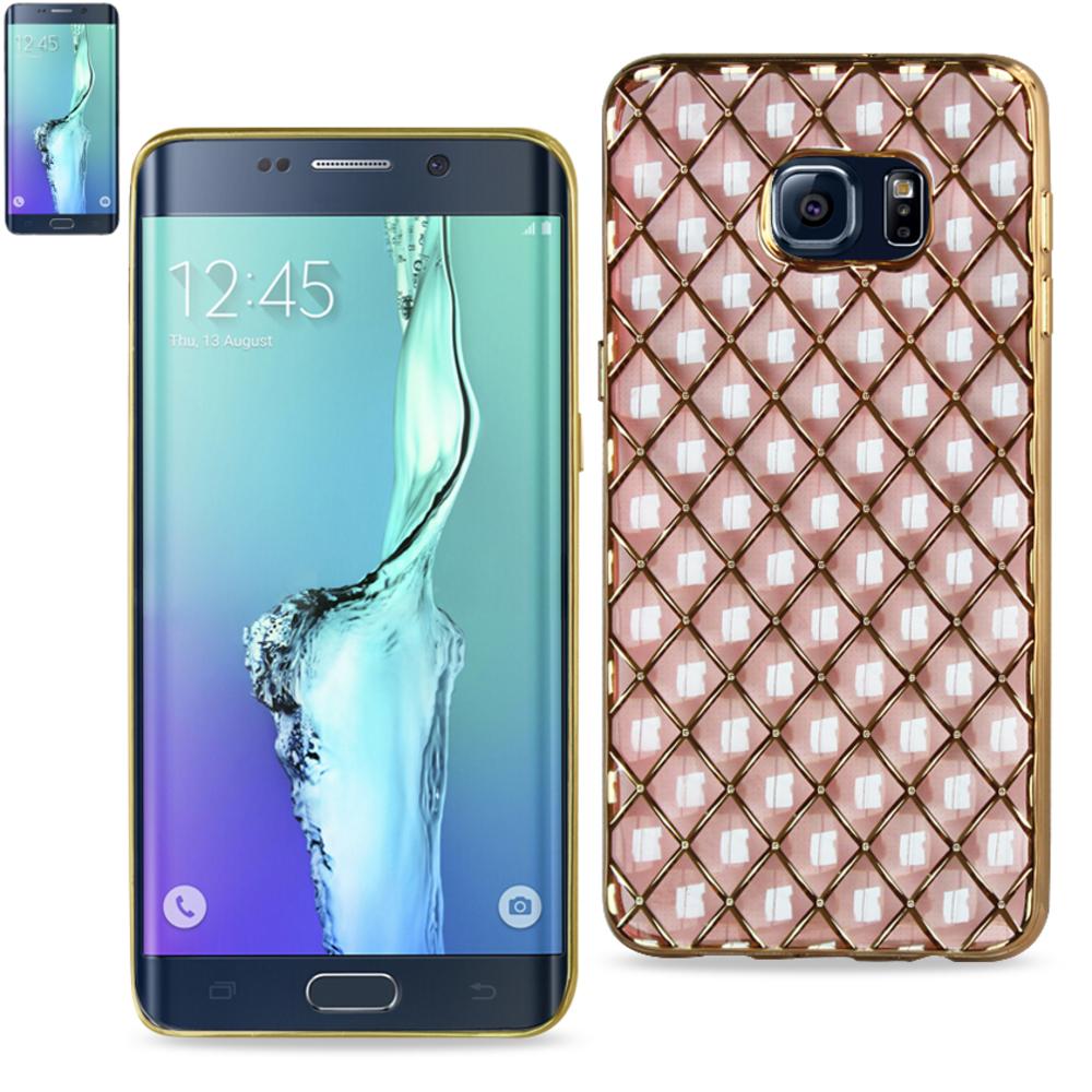 Reiko Samsung Galaxy S6 Edge Plus Flexible 3d Rhombus Pattern Tpu Case With Shiny Frame In Pink