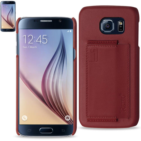 Reiko Samsung Galaxy S6 Rfid Genuine Leather Case Protection And Key Holder In Burgundy