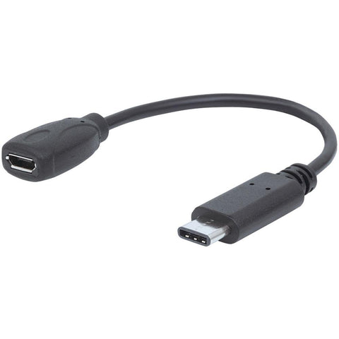 Manhattan Hi-Speed USB 2.0 C Male to Micro-B Female Device Cable, 6" , Black