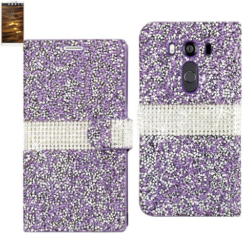 Reiko Lg V10 Diamond Rhinestone Wallet Case In Purple