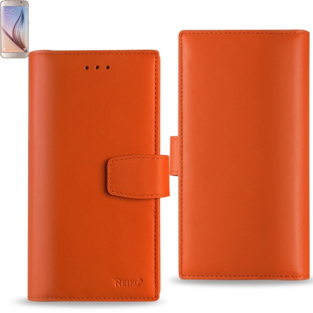 Reiko Samsung Galaxy S6 Genuine Leather Rfid Wallet Case In Tangerine