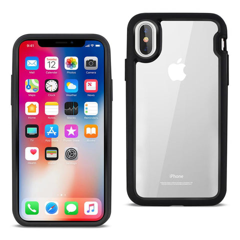Reiko Iphone X/iphone Xs Hard Transparent Plastic Tpu Case In Clear Black