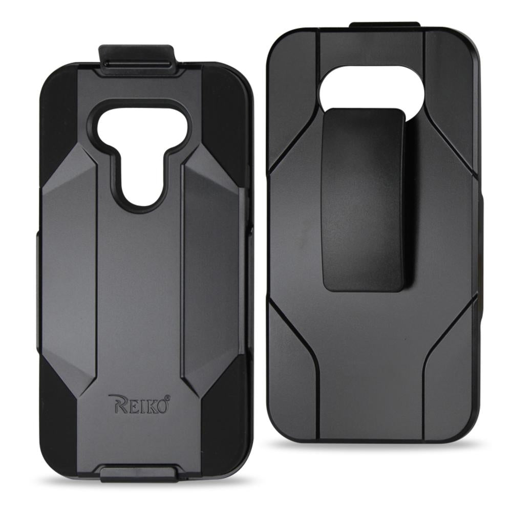 Reiko Lg G5 3-in-1 Hybrid Heavy Duty Holster Combo Case In Black