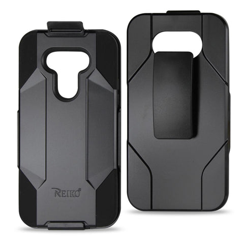 Reiko Lg G5 3-in-1 Hybrid Heavy Duty Holster Combo Case In Black